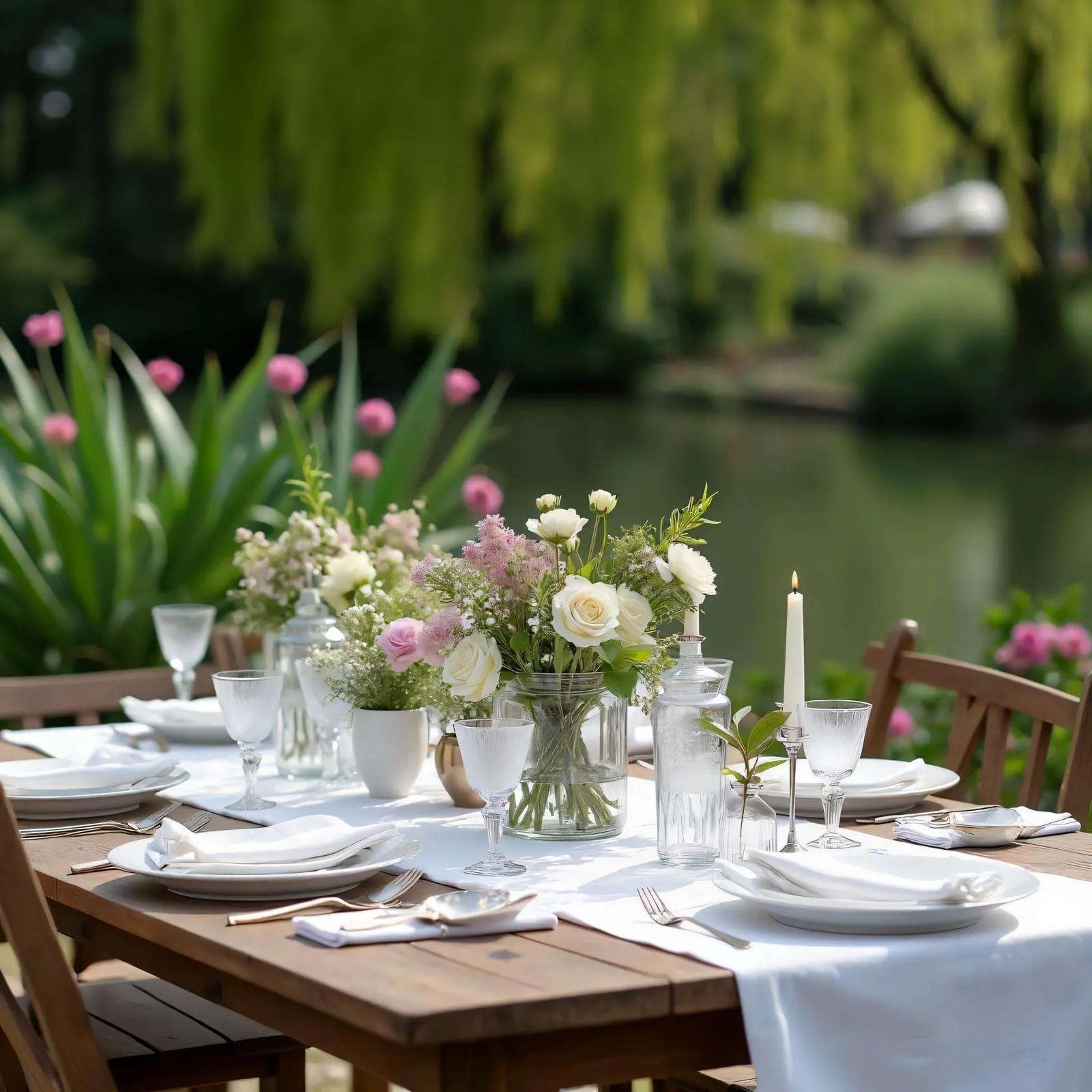 Tafelloper wit (Hotelkwaliteit: 250 gr/m2) - 100% katoen damast