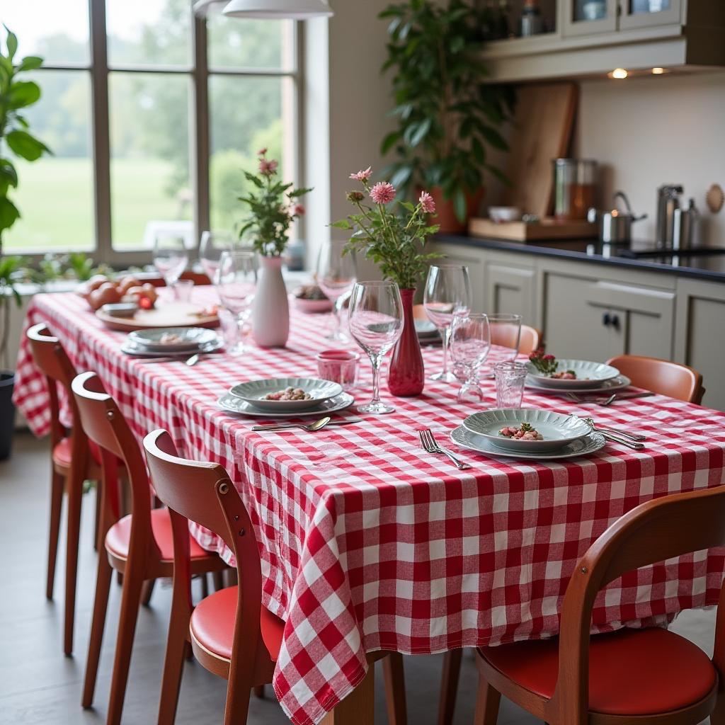 Rood geruit tafelkleed - Grote ruit (Strijkvrij)