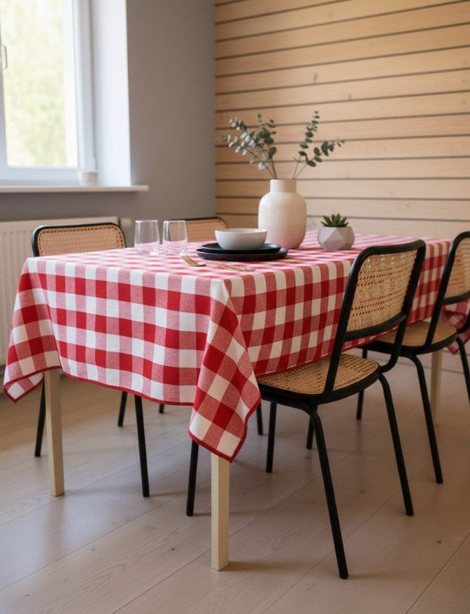 Rood geruit tafelkleed - Grote ruit (Strijkvrij)