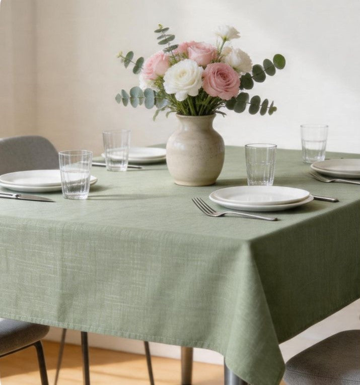 Groen Linnenlook Tafelkleed Sako – Katoen/Polyester (Onderhoudsvriendelijk) Bamar Lifestyle