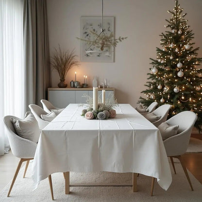 Luxe wit damasten tafelkleed – 100% katoen, hotelkwaliteit - Bamar Lifestyle