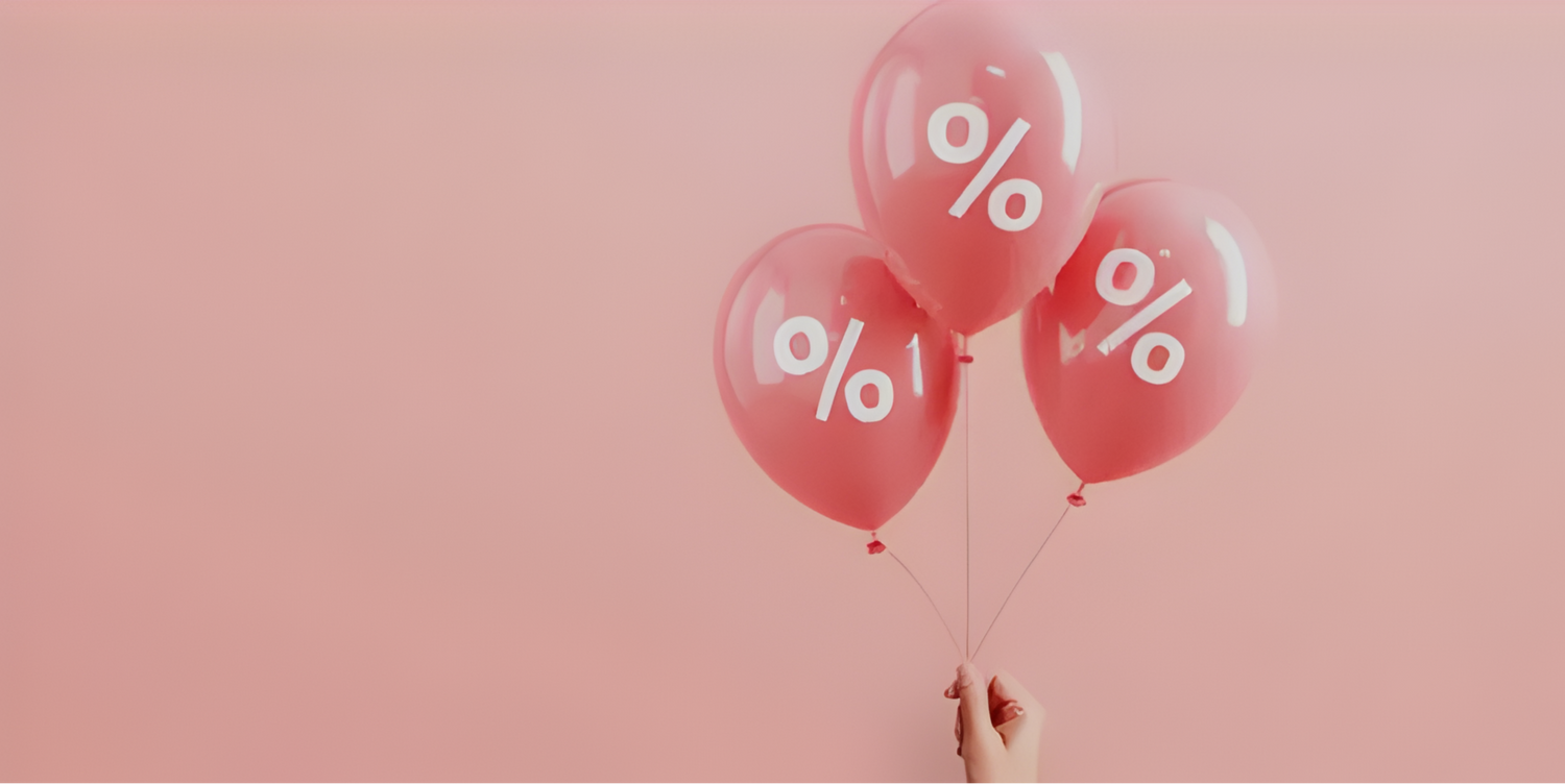 Ballonen met percentages korting voor de sale pagina