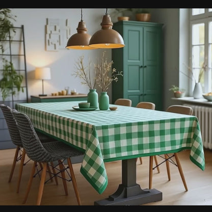 Groen geruit tafelkleed - Grote ruit (Strijkvrij)